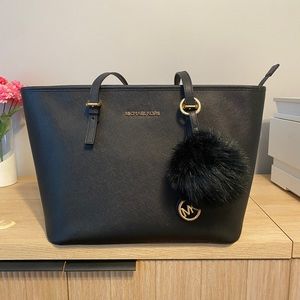Michael Kors Black Jet Set Leather Tote